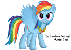 Size: 6082x4278 | Tagged: safe, artist:zeegaas, rainbow dash, pegasus, pony, friendship is magic, g4, absurd resolution, element of loyalty, female, mare, quote, simple background, smiling, solo, transparent background, vector, wings