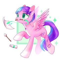 Size: 2000x2000 | Tagged: safe, artist:leafywind, oc, oc only, pegasus, pony, cute, female, high res, mare, mouth hold, ocbetes, paintbrush, solo