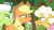 Size: 1600x900 | Tagged: safe, screencap, applejack, goldie delicious, granny smith, earth pony, pony, g4, going to seed, angry, apple, apple tree, argument, discovery family logo, duckface, female, food, mare, my little pony logo, narrowed eyes, suspicious, tree, trio, unamused, unhappy, upset