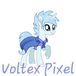 Size: 768x768 | Tagged: safe, oc, oc only, oc:pony.voltexpixel.com, pony, unicorn, cute, solo, text