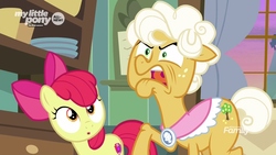 Size: 1920x1080 | Tagged: safe, screencap, apple bloom, goldie delicious, pony, g4, going to seed, angry, discovery family logo