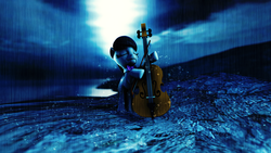 Size: 1920x1080 | Tagged: safe, artist:brownypony, octavia melody, earth pony, pony, g4, 3d, blue background, bow (instrument), cello, cello bow, moonlight, musical instrument, simple background, source filmmaker