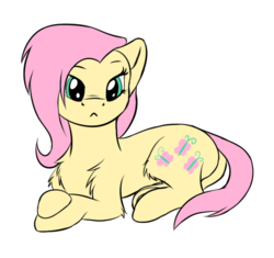 Size: 626x589 | Tagged: safe, artist:shaliwolf, fluttershy, pony, g4, female, looking at you, prone, simple background, solo, transparent background, wingless