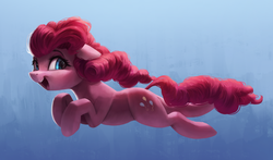 Size: 2900x1700 | Tagged: safe, artist:vanillaghosties, pinkie pie, earth pony, pony, g4, cute, diapinkes, female, floppy ears, gradient background, mare, open mouth, ponk, solo