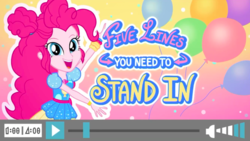 Size: 1440x811 | Tagged: safe, screencap, pinkie pie, equestria girls, five lines you need to stand in, g4, my little pony equestria girls: better together, cute, diapinkes, title card