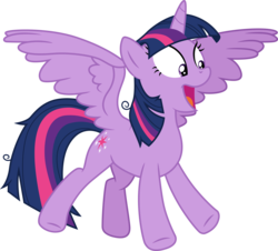 Size: 3316x3000 | Tagged: safe, artist:cloudy glow, artist:yanoda, twilight sparkle, alicorn, pony, g4, my little pony best gift ever, .ai available, excited, female, high res, mare, open mouth, simple background, solo, transparent background, twilight sparkle (alicorn), vector