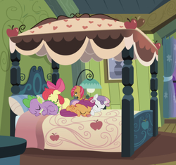Size: 638x599 | Tagged: safe, alternate version, edit, edited screencap, editor:undeadponysoldier, screencap, apple bloom, babs seed, scootaloo, spike, sweetie belle, dragon, earth pony, pegasus, pony, unicorn, g4, adorable face, adorabloom, apple bloom's bedroom, bed, bedroom, bedroom eyes, blanket, bow, bust, chest, crusadespike, curtains, cute, cutie mark crusaders, daaaaaaaaaaaw, drawer, eyes closed, female, filly, happy, lying down, male, midnight, one of these things is not like the others, pillow, ship:babspike, ship:scootaspike, ship:spikebelle, ship:spikebloom, sleeping, slumber party, smiling, spikelove, they grow up so fast