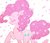 Size: 1374x1176 | Tagged: safe, artist:nota_mano, pinkie pie, earth pony, pony, g4, balloonbutt, blushing, butt, cute, diapinkes, dock, eyes closed, female, flower, flower in hair, mare, petals, plot, profile, raised hoof, simple background, solo, white background