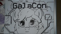 Size: 1280x720 | Tagged: safe, artist:degranomelody, oc, oc only, oc:canni soda, pony, galacon, solo, traditional art
