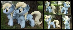 Size: 4245x1754 | Tagged: safe, artist:peruserofpieces, derpy hooves, pegasus, pony, g4, female, folded wings, front view, irl, mare, photo, plushie, profile, self ponidox, spread wings, toy, wings