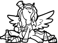 Size: 202x150 | Tagged: safe, artist:crazyperson, alicorn, pony, fallout equestria, fallout equestria: commonwealth, bottle, drinking, fallout equestria: commonwealth - fog harbour, fanfic art, picture for breezies, simple background, transparent background