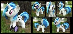 Size: 3742x1754 | Tagged: safe, artist:peruserofpieces, dj pon-3, vinyl scratch, pony, unicorn, g4, accessory, female, from behind, front view, horn, irl, mare, photo, plushie, profile, solo, sunglasses, toy