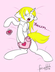 Size: 1000x1300 | Tagged: safe, artist:foxxo666, oc, oc:deadie, alicorn, pony, alicorn oc, body pillow, body pillow design, cute, diaper, diaper fetish, eyes closed, fetish, non-baby in diaper, pacifier, yawn