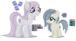 Size: 696x382 | Tagged: safe, artist:awoomarblesoda, oc, oc only, oc:iris, oc:sapphire, earth pony, pony, female, filly, magical lesbian spawn, mare, offspring, parent:fluttershy, parent:marble pie, parents:marbleshy, simple background, transparent background