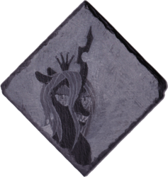 Size: 1588x1678 | Tagged: safe, artist:malte279, queen chrysalis, changeling, changeling queen, g4, craft, female, slate, slate engraving