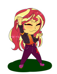 Size: 1700x2200 | Tagged: safe, artist:albertbm, sunset shimmer, equestria girls, equestria girls series, g4, wake up!, spoiler:choose your own ending (season 2), spoiler:eqg series (season 2), chibi, clothes, cute, eyes closed, female, shimmerbetes, solo, wake up!: pinkie pie