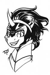 Size: 730x1095 | Tagged: safe, artist:tillie-tmb, king sombra, pony, g4, bust, male, monochrome, portrait, solo, traditional art