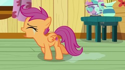 Size: 1920x1080 | Tagged: safe, screencap, scootaloo, pony, g4, the last crusade, clubhouse, crusaders clubhouse, crying, female, solo