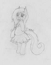 Size: 790x1012 | Tagged: safe, artist:wapamario63, fluttershy, pony, g4, bipedal, clothes, cute, female, mare, pleated skirt, school uniform, shyabetes, sketch, skirt, solo, traditional art