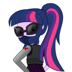 Size: 2500x2500 | Tagged: safe, alternate version, artist:razoredge2312, derpibooru exclusive, sci-twi, twilight sparkle, equestria girls, g4, high res, looking at you, simple background, transparent background, vector, winter soldier