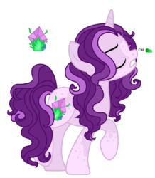 Size: 834x958 | Tagged: safe, artist:seaswirlsyt, oc, oc only, oc:feria, hybrid, pony, unicorn, female, interspecies offspring, mare, offspring, parent:rarity, parent:spike, parents:sparity, simple background, solo, transparent background