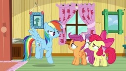 Size: 1920x1080 | Tagged: safe, screencap, apple bloom, rainbow dash, scootaloo, sweetie belle, earth pony, pony, g4, the last crusade, cutie mark crusaders, female, teary eyes