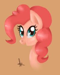 Size: 1280x1606 | Tagged: safe, artist:misssakura-senpai, pinkie pie, pony, g4, bust, female, looking at you, mare, open mouth, simple background, solo