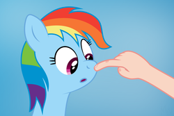 Size: 900x600 | Tagged: safe, artist:m.w., rainbow dash, pegasus, pony, g4, boop, female, mare, simple background, solo