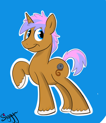 Size: 2260x2615 | Tagged: safe, artist:siggyderp, oc, oc only, oc:film grain, pony, unicorn, high res, male, signature, solo, stallion