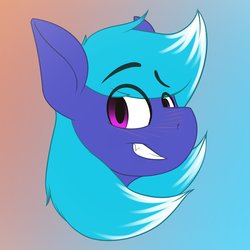 Size: 2048x2048 | Tagged: safe, artist:noxy, oc, oc only, oc:noxy, pony, avatar, blue mane, bust, cute, disembodied head, high res, icon, male, pink eyes, smiling, solo