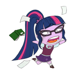 Size: 1000x1000 | Tagged: safe, artist:swordcat9, sci-twi, twilight sparkle, equestria girls, g4, chibi, female, funny, open mouth, scared, simple background, solo, transparent background