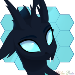 Size: 3000x3000 | Tagged: safe, artist:nika-rain, oc, oc only, changeling, pony, blue changeling, bust, changeling oc, high res, portrait, simple background, solo