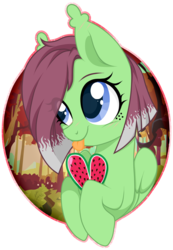 Size: 1468x2118 | Tagged: safe, artist:souleevee99, oc, oc only, oc:watermelon success, pegasus, pony, food, heart, simple background, solo, tongue out, transparent background, watermelon