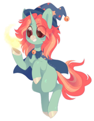 Size: 789x1013 | Tagged: safe, artist:shady-bush, oc, oc only, pony, unicorn, female, hat, magic, mare, simple background, solo, transparent background, witch hat