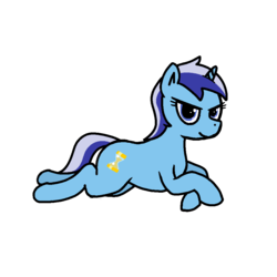 Size: 1000x1000 | Tagged: safe, alternate version, artist:skelmach, part of a set, minuette, pony, unicorn, g4, female, looking at you, prone, simple background, solo, white background