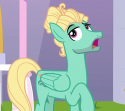 Size: 711x630 | Tagged: safe, screencap, zephyr breeze, pegasus, pony, g4, sparkle's seven, cropped, male, raised hoof, solo, stallion, wings