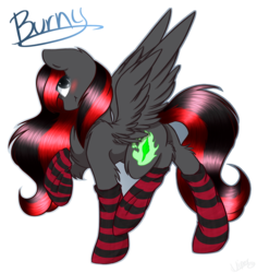 Size: 1272x1348 | Tagged: safe, artist:purplegrim40, oc, oc only, oc:burning shadow, pegasus, pony, vampire, clothes, simple background, socks, solo, striped socks, transparent background