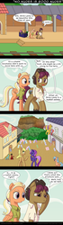 Size: 700x2508 | Tagged: safe, artist:deusexequus, mane allgood, snap shutter, earth pony, pegasus, pony, unicorn, g4, the last crusade, butt, clothes, comic, female, husband and wife, luggage, male, plot, shirt, we don't normally wear clothes