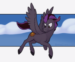 Size: 900x746 | Tagged: safe, artist:enma-darei, oc, oc only, oc:black chrome, pegasus, pony, cloud, flying, male, solo