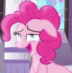 Size: 339x345 | Tagged: safe, screencap, pinkie pie, earth pony, pony, g4, princess twilight sparkle (episode), season 4, ahegao, animated, creamy creamy frosting, cropped, drool, female, floppy ears, gif, licking, licking lips, lidded eyes, mare, open mouth, out of context, solo, tongue out