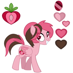 Size: 1280x1280 | Tagged: safe, artist:chelseawest, oc, oc only, oc:strawberry split, pegasus, pony, female, mare, petalverse, reference sheet, simple background, solo, transparent background