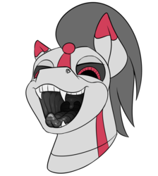Size: 1000x1115 | Tagged: safe, artist:rubiont, oc, oc:rubiont, pony, robot, robot pony, bust, fangs, male, mawshot, open mouth, rubiont stickerpack, solo, sticker