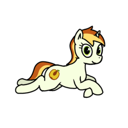 Size: 1000x1000 | Tagged: safe, alternate version, artist:skelmach, part of a set, peachy pitt, pony, unicorn, g4, background pony, looking at you, prone, simple background, smiling, solo, white background