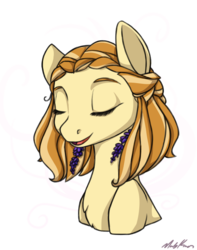 Size: 553x701 | Tagged: safe, artist:marly-kaxon, oc, oc only, oc:pollenwicks, earth pony, pony, bust, chest fluff, eyes closed, female, mare, signature, simple background, solo, transparent background