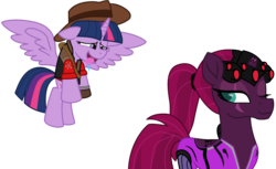 Size: 14880x9129 | Tagged: safe, alternate version, artist:ejlightning007arts, edit, tempest shadow, twilight sparkle, alicorn, pony, g4, drool, female, flying, lesbian, one eye closed, overwatch, ship:tempestlight, shipping, simple background, sniper, sniper (tf2), team fortress 2, transparent background, twilight sniper, twilight sparkle (alicorn), vector, widowmaker, widowtempest, wings, wink