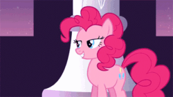 Size: 448x252 | Tagged: safe, screencap, pinkie pie, earth pony, pony, g4, season 2, sweet and elite, animated, female, gif, mare, partillery, party cannon, solo