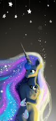 Size: 2322x5000 | Tagged: safe, artist:livitoza, princess luna, alicorn, anthro, g4, chest fluff, cute, female, lunabetes, mare, solo, stars