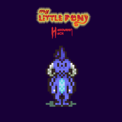 Size: 512x512 | Tagged: safe, artist:tarkan809, princess ember, dragon, 28 pranks later, g4, earthbound, earthbound halloween hack, halloween, holiday, logo edit, my little pony: halloween hack, parody, parody of a parody, pixel art, rom hack parody, solo, story included, super nintendo