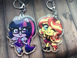 Size: 2048x1536 | Tagged: safe, artist:techycutie, sci-twi, sunset shimmer, twilight sparkle, human, equestria girls, equestria girls series, g4, duo, female, geode of empathy, irl, magical geodes, photo, ponied up, wings