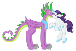 Size: 1092x732 | Tagged: safe, artist:dragonladyart123, rarity, spike, g4, female, kissing, male, older, older spike, quadrupedal spike, ship:sparity, shipping, straight